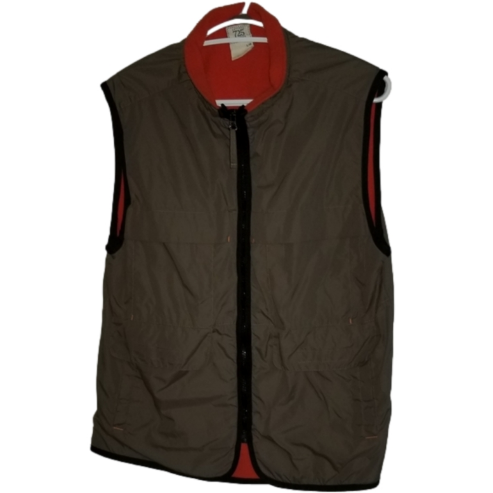 725 Boys Vest Full Zip Size Large Green Orange